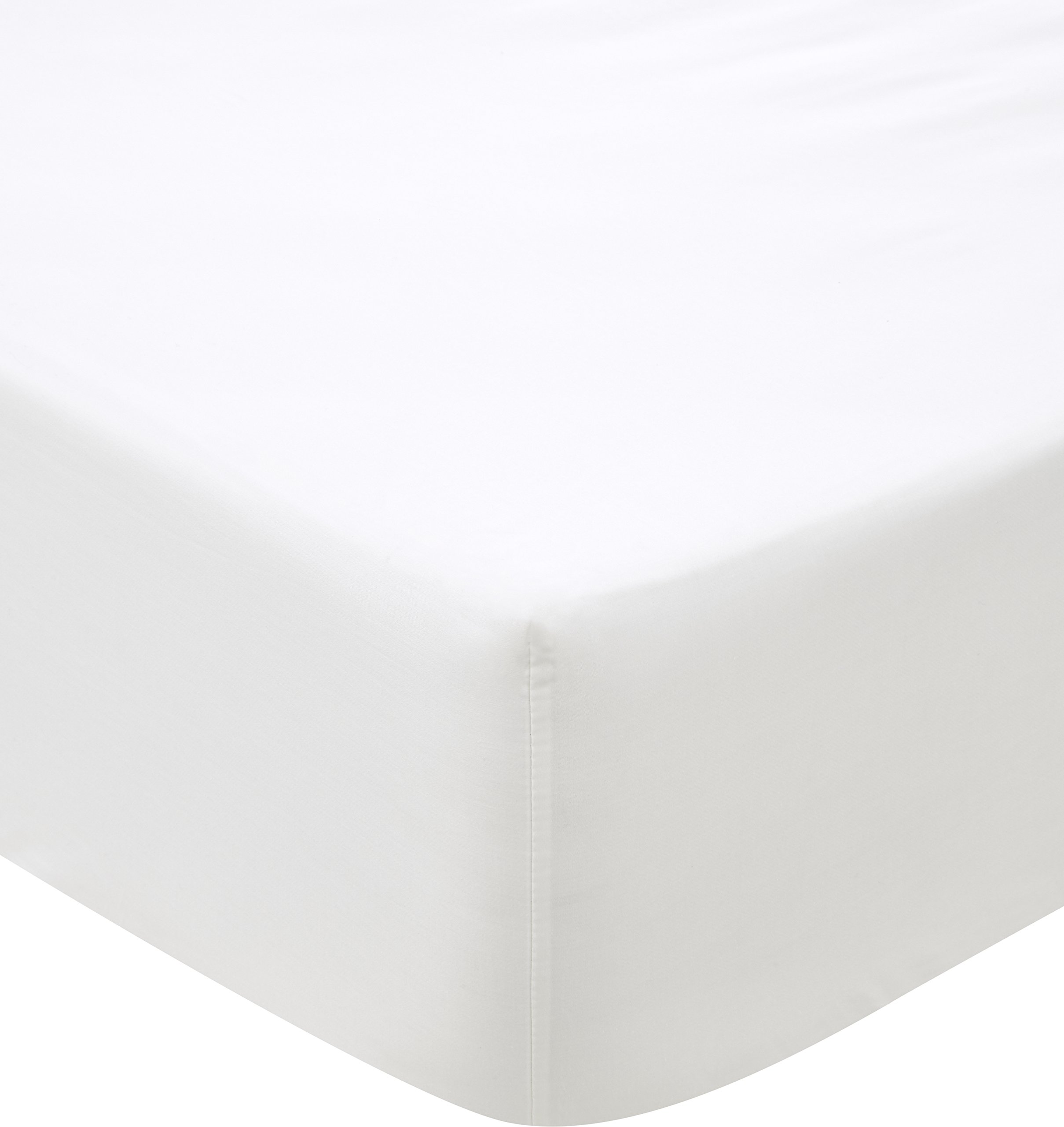 500TC COTTON SATEEN, SNOW, FITTED SHEET SUPERKING, 180X203X38
