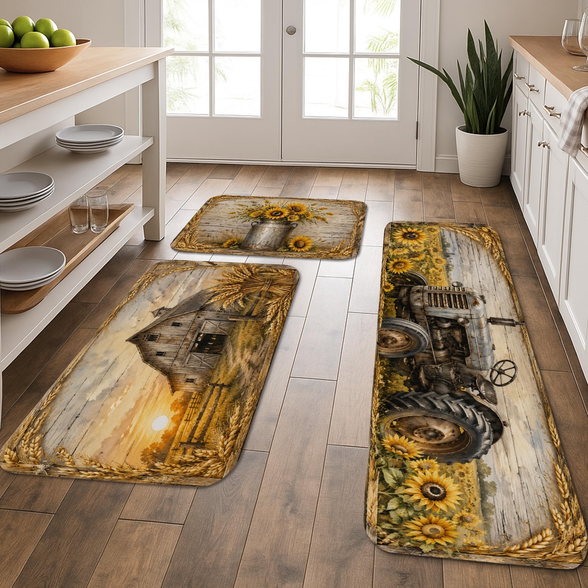 Tapis de cuisine au motif tournesol tapis de sol confortable lavable et doux