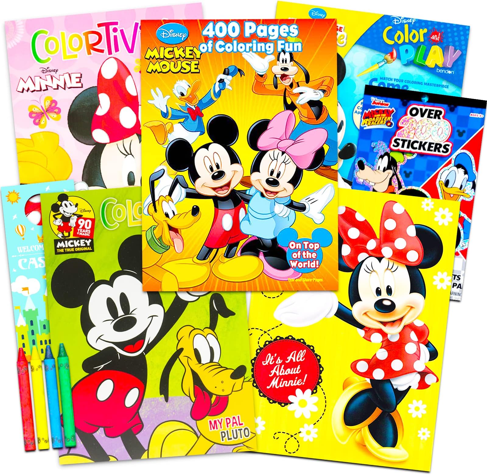 Disney Mickey Mouse Coloring Book Bulk Set for Kids Ages 4-8 - Mickey Coloring Book Bundle with Over 100 Stickers, 800 Pages, and Crayons | Mickey, Minnie, Goofy, Daisy, and More
