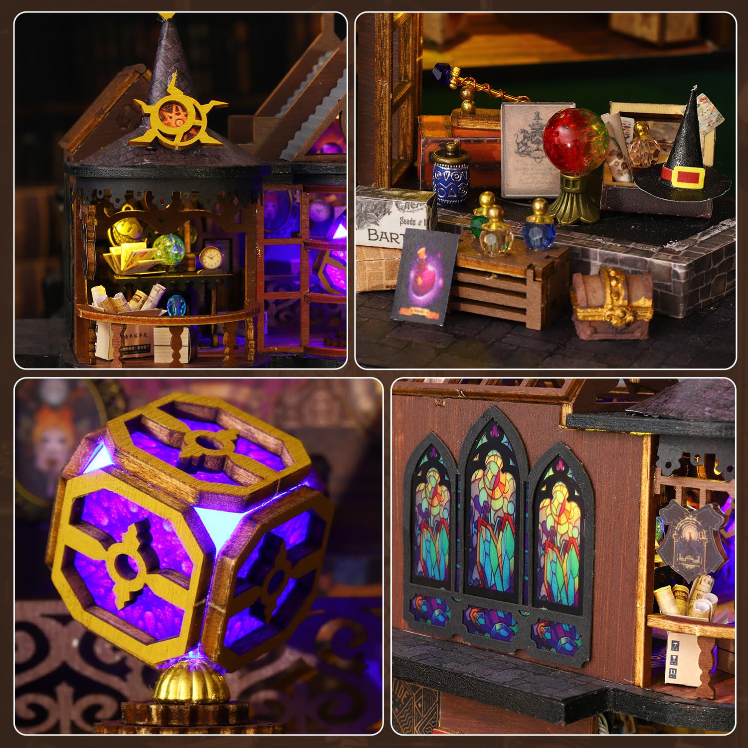 Mostop DIY Miniature House,Miniatur Haus, Holz puppenhaus-Bausatz MiniaturhausBausatz mit LED-Licht,Kreative Raum-Idee für Erwachsene Magisches Haus DIY-Bausätze(Magic Treasure)