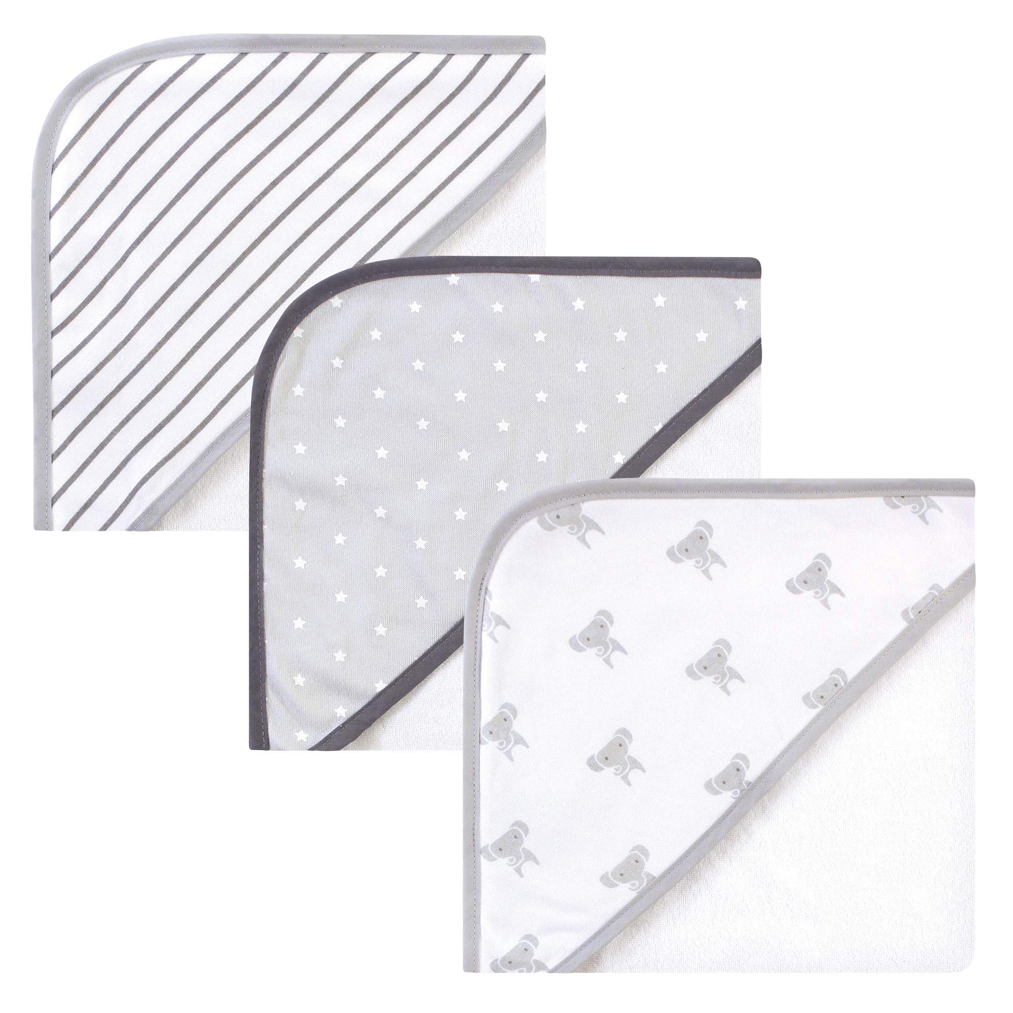 Hudson Baby Unisex Baby Cotton Rich Hooded Towels, Modern Elephant, One Size