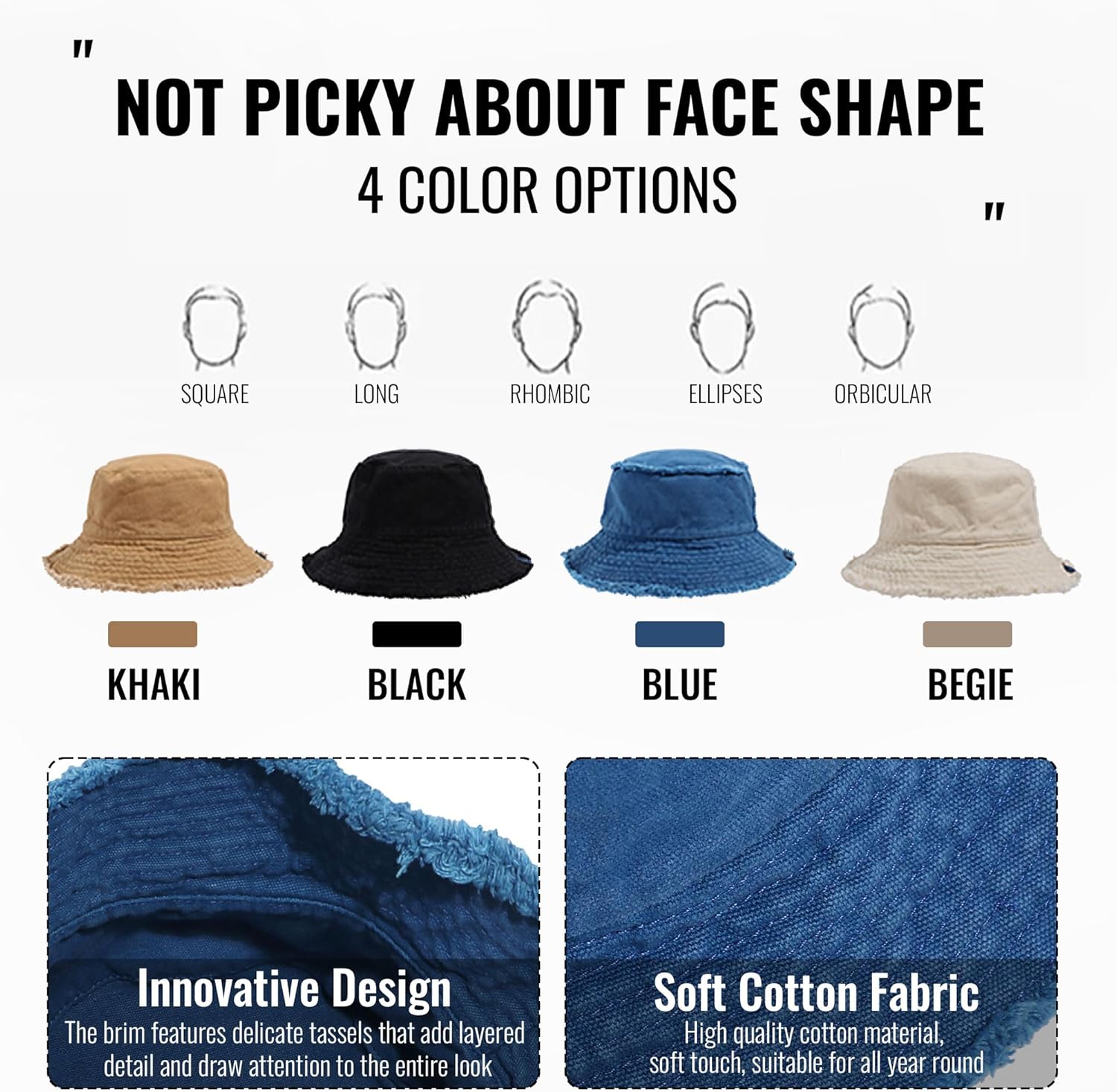 Clakllie Bucket Hats for Women Men Summer Fisherman Cap Washed Cotton Sun Hat Packable Hiking Cap Outdoor Travel Beach Hat - Image 8