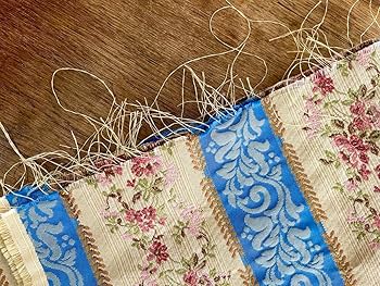 花柄&ストライプカーテン生地 1950年代 水色ブルー系 フランスヴィンテージ Amazon.co.jp: 花柄&ストライプカーテン生地 1950年代 水色