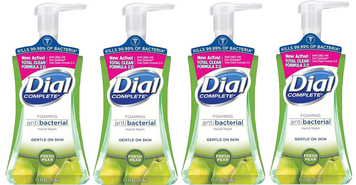 Dial Complete Antibacterial Foaming Hand Soap, Pear, 7.5 Ounces (Pack of 4)