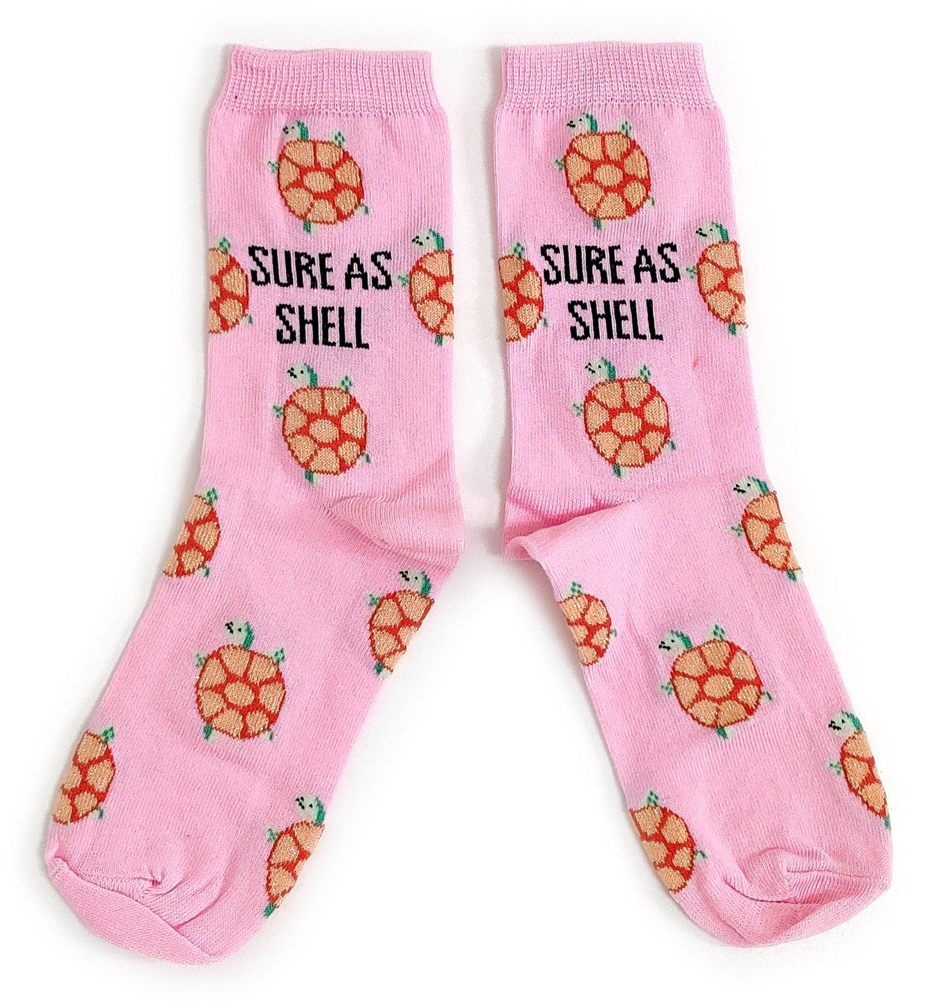 Sock Shack Ladies Pink Tortoise Turtle Sure As Shell Sparkle Socks 4-8 UK/37-42 Eu/6-10 US