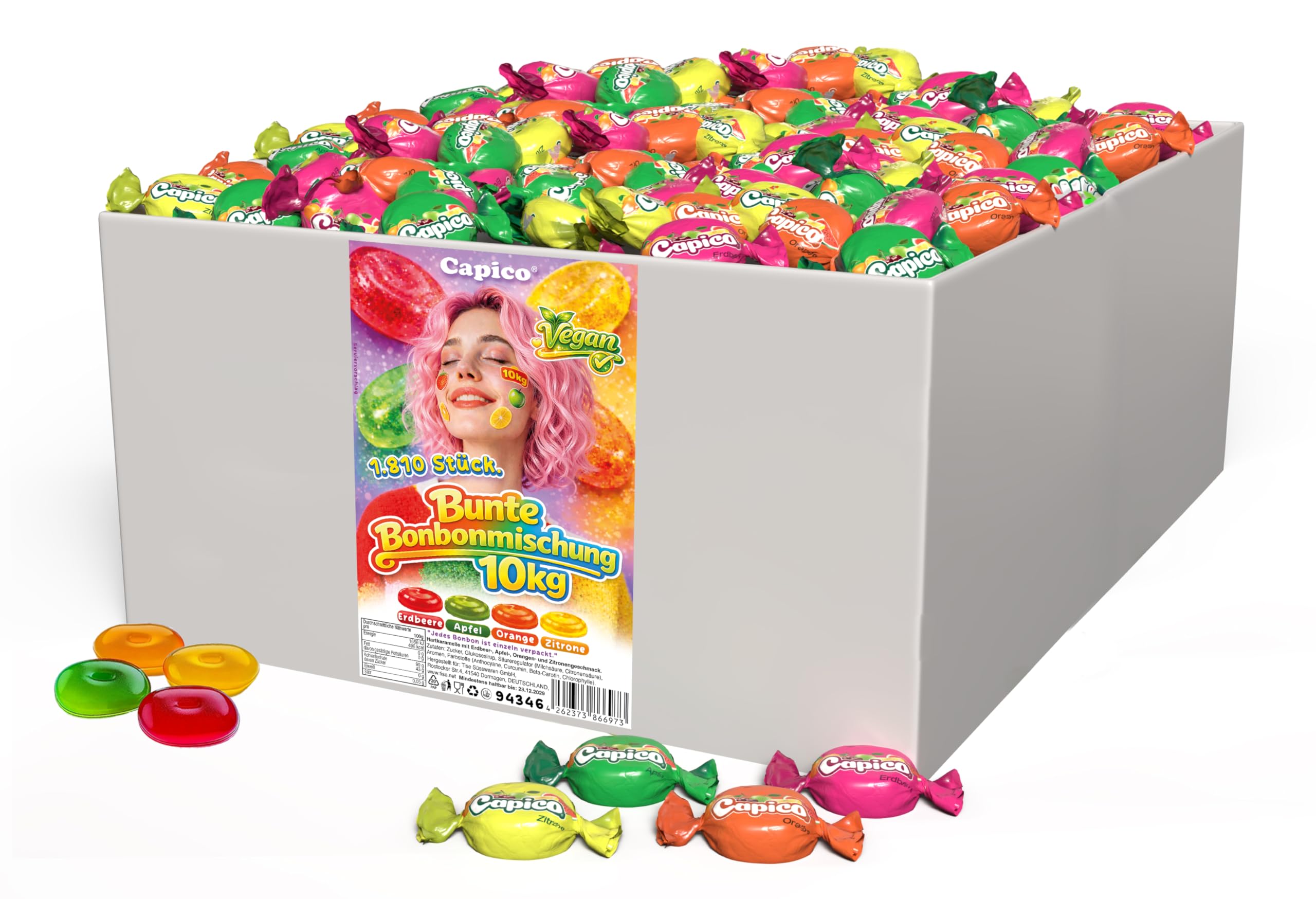 Capico 10 kg Bonbonmischung Großpackung (ca 1810 Stk.) Wurfmaterial Karneval, Geburtstage, Partys