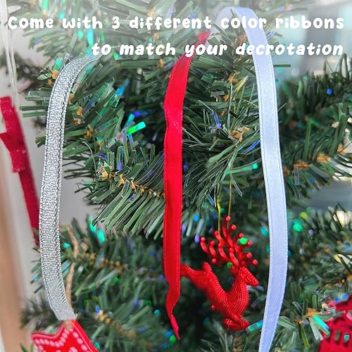 Miniatura 3 de Venhoo Adornos navideños de copo de nieve 2023, diamantes de imitación metálicos colgantes con purpurina, copos de nieve, decoración de árbol de