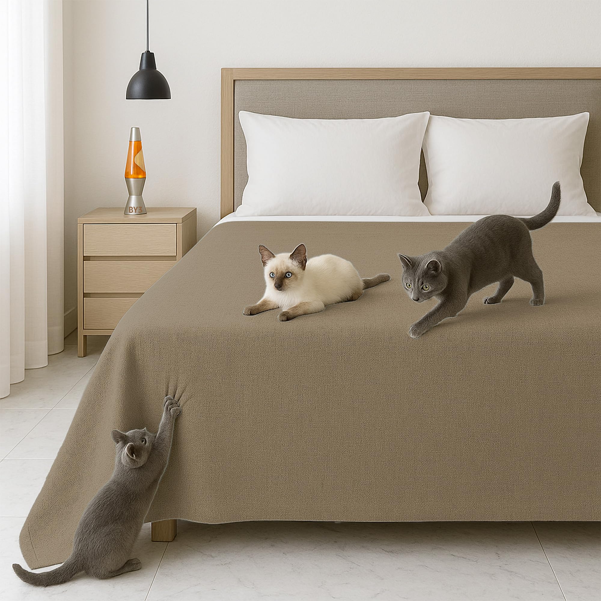 Byour3 - Copriletto in Cotone Misto ORGANICO Matrimoniale Letto Singolo Piazza e Mezza Coperta Pesante Lavabile Teli Arredo Multiuso Copritutto GrandFoulard Copridivano (Beige, Matrimoniale)