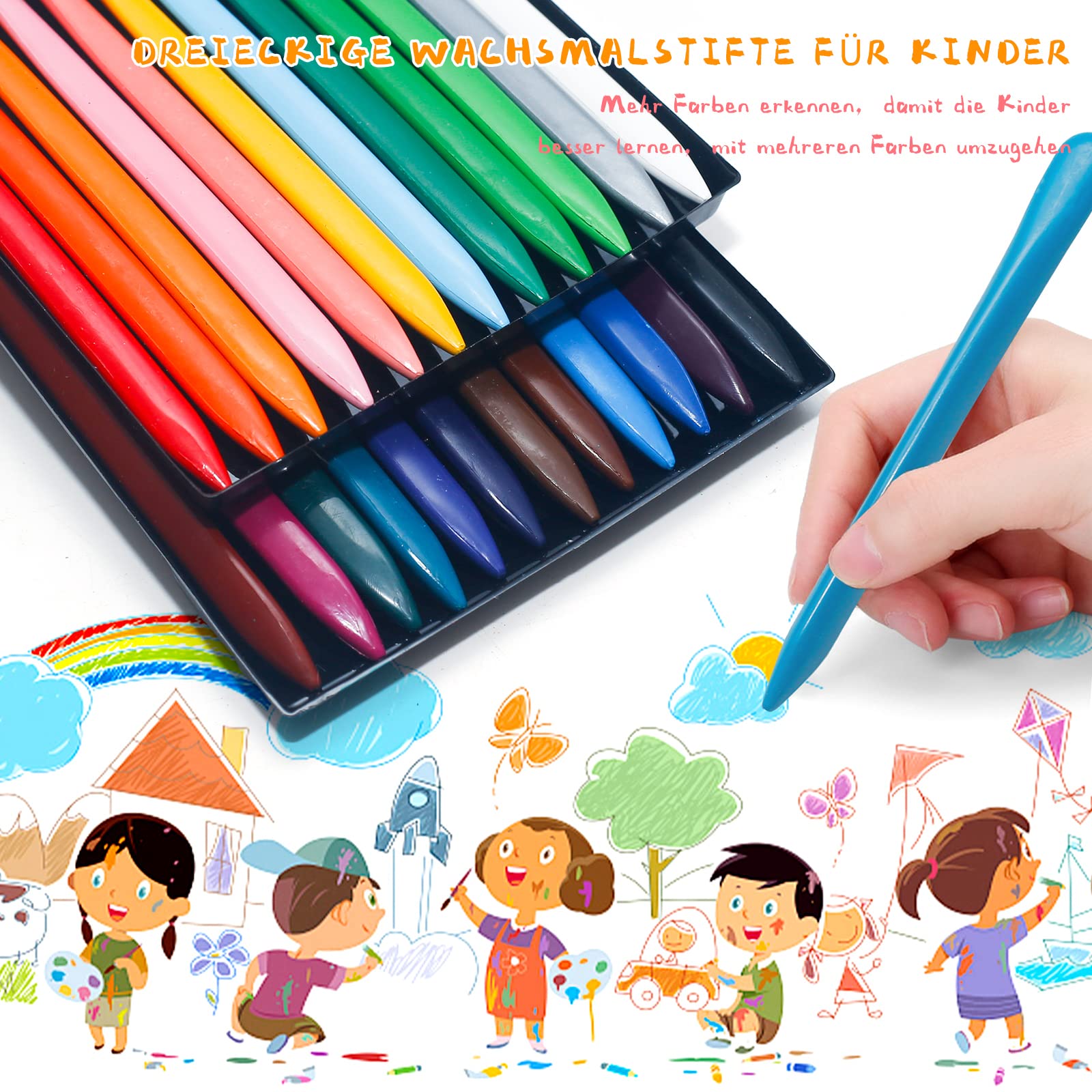 LandJoy Wax Crayons Kids Toys from 1 Year, Toddler Wax Crayons, 24 Crayons, Safe and Non-Toxic, No Dirty Hands, Easy to Clean - Image 4