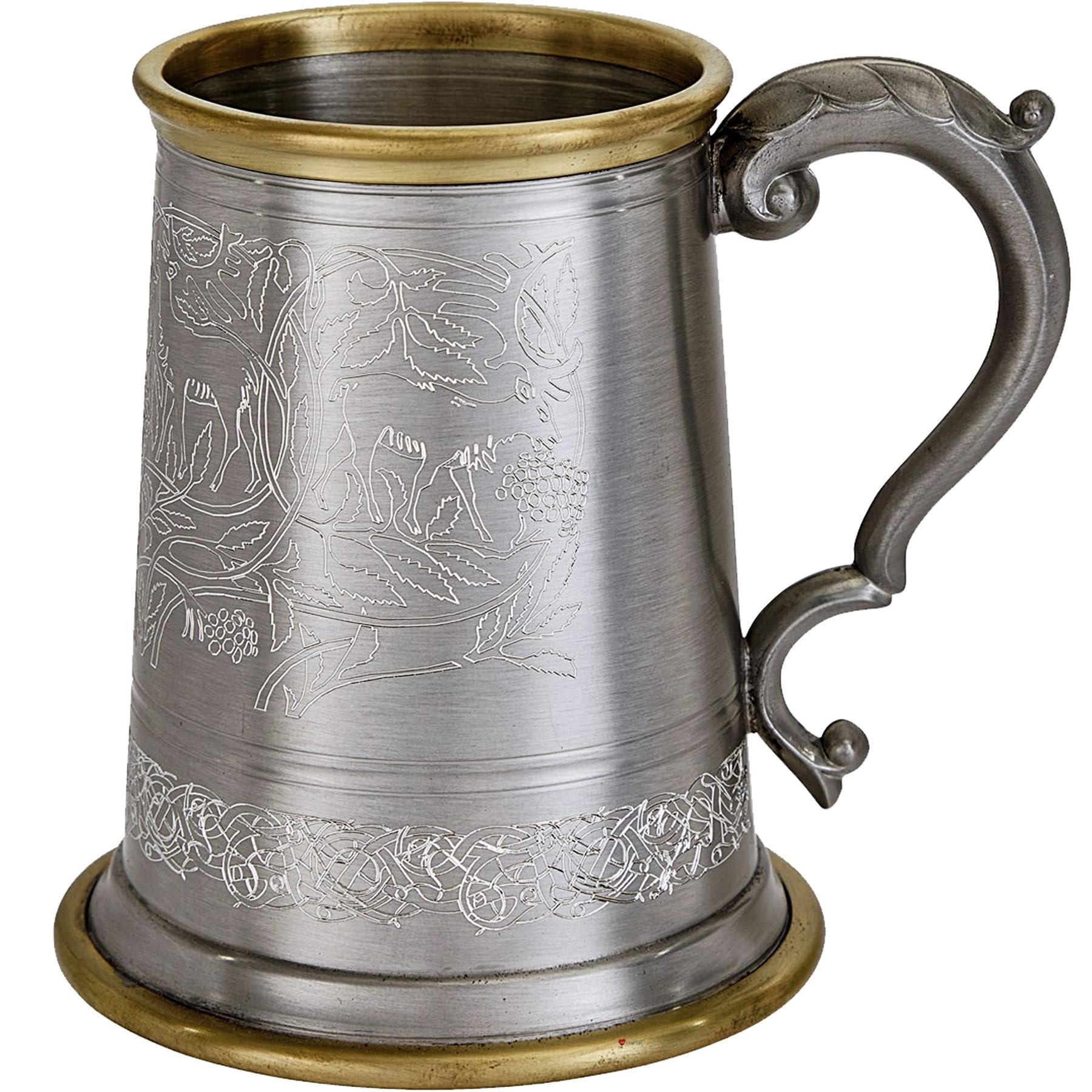 Chope de bière en étain viking de 1 pinte pour vos soirées et banquets médiévaux