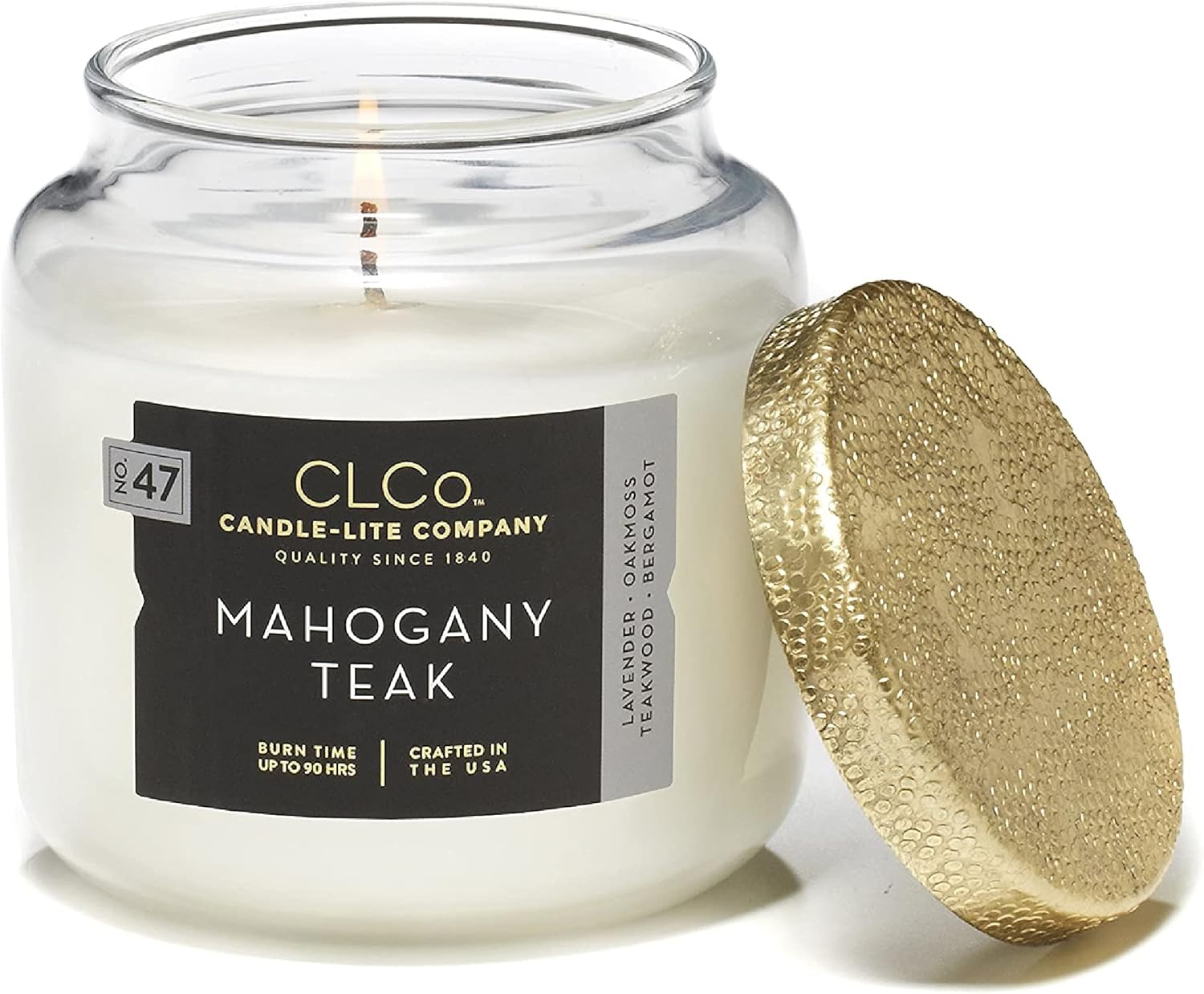 CLCo. by Candle-Lite Company Scented Mahogany Teak Single-Wick Jar Candle, 14 oz, Off White