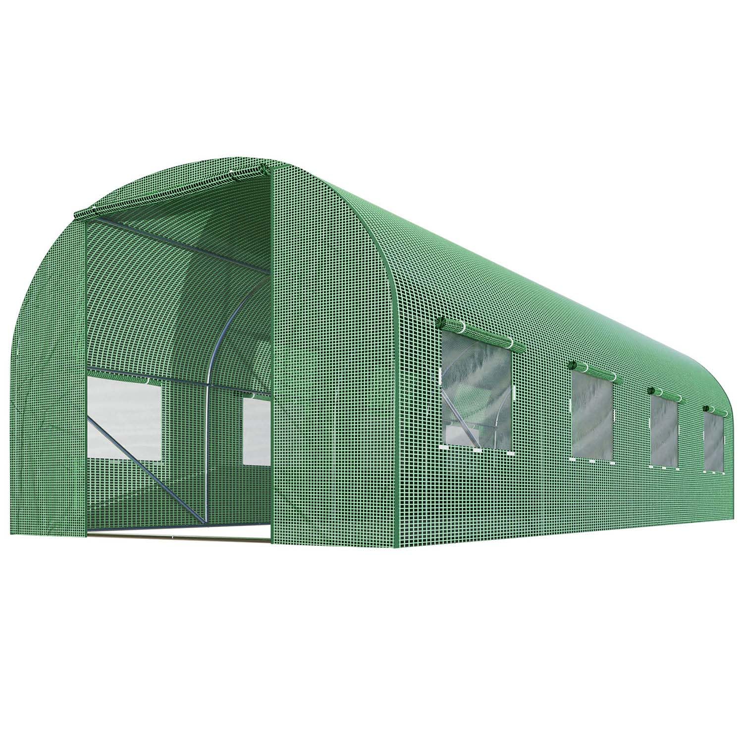Serra a tunnel con telaio in acciaio, set con supporto per piante, 2,5 x 4 x 2 m, 10 m², verde