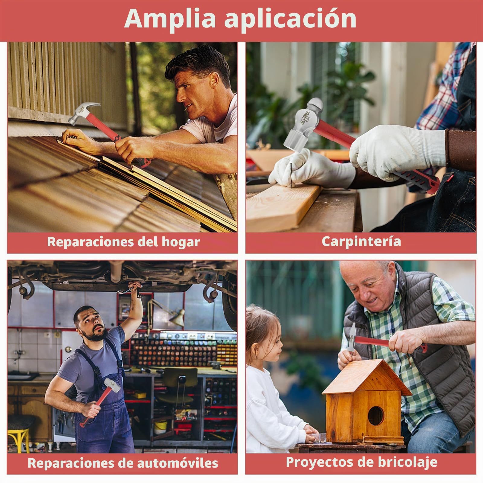 Juego de 7 martillos de 24 onzas, martillos de garra de 12 onzas, martillos de bola de 13 onzas, martillo de bola de 2 libras, martillo de trineo de 3 libras, martillo de ingeniero, mazo de