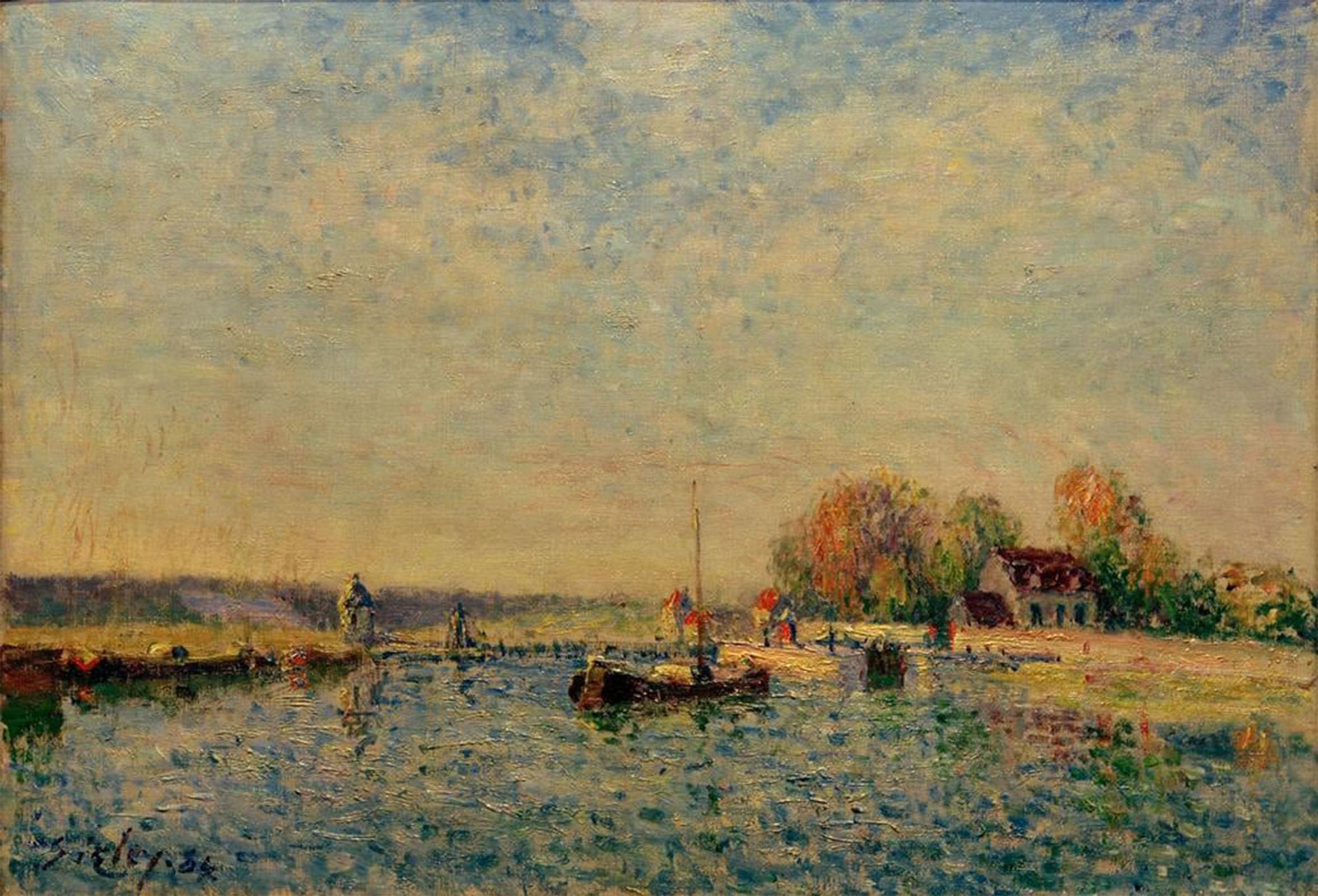 ARTXLXXBN Famous Painting Art Wall Decor Abstract Art Picture the Loing Canal by Alfred Sisle Animal Pictures for Home Decor 60x90cm