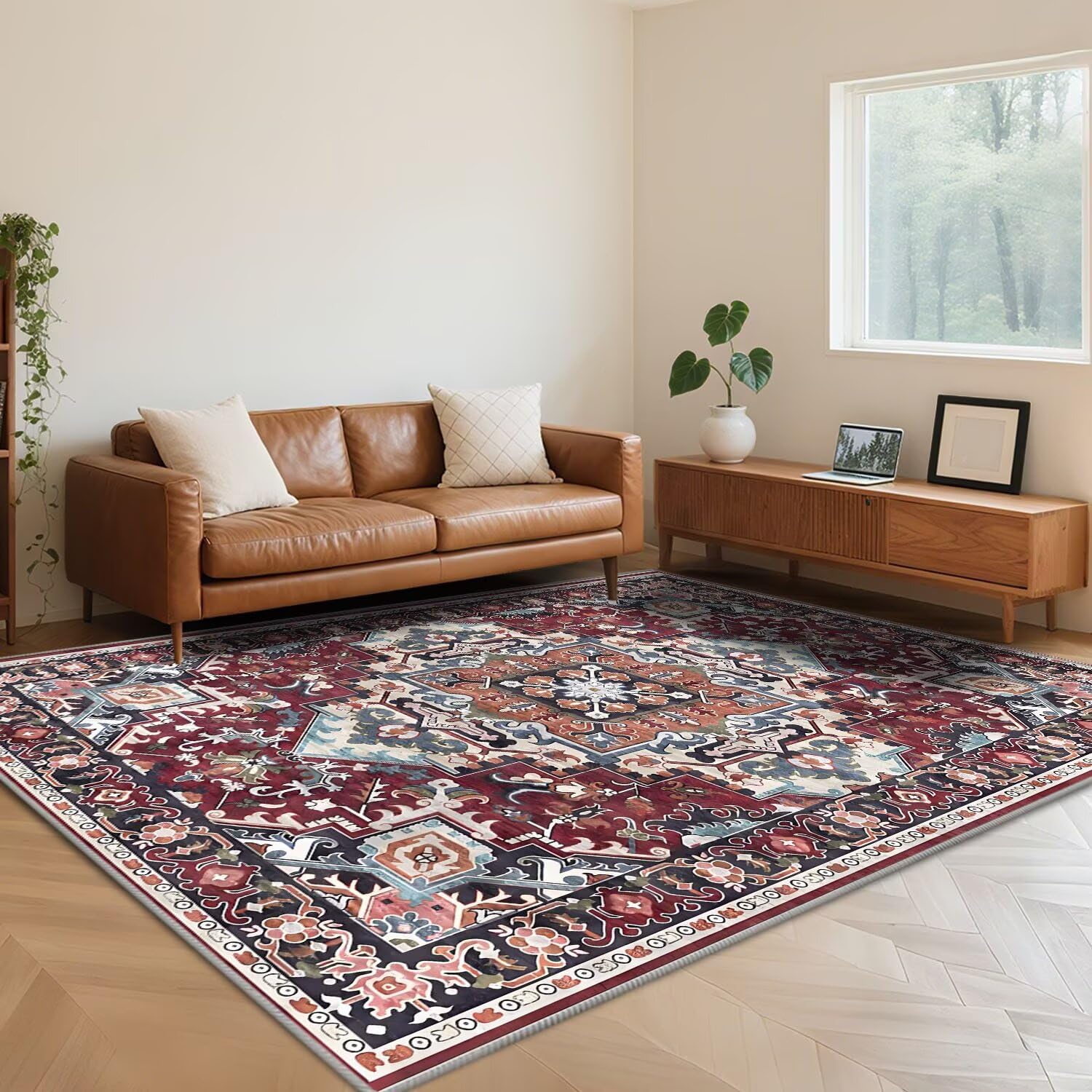 Tapis de chambre antidérapant rouge 160x200 cm pour sécuriser et décorer vos sols