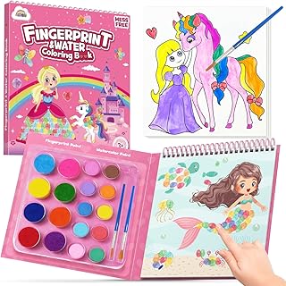 ZMLM Finger Painting Kit and Art Watercolours with Colouring Book for Children, Finger Paints Non-Toxic Washable DIY Painting Set Learning Toy for Girls from 2 3 4 5 6 7 8 Years Girls School Early