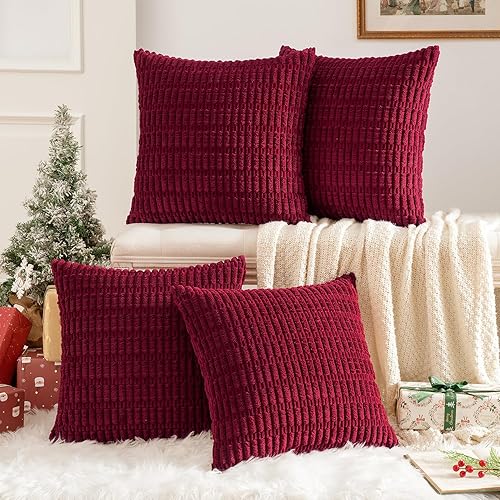 Miniatura 15 de MIULEE Juego de 4 fundas de almohada decorativas de pana estilo bohemio de primavera de 18 x 18 pulgadas para sofá, sala de estar, sofá y cama,