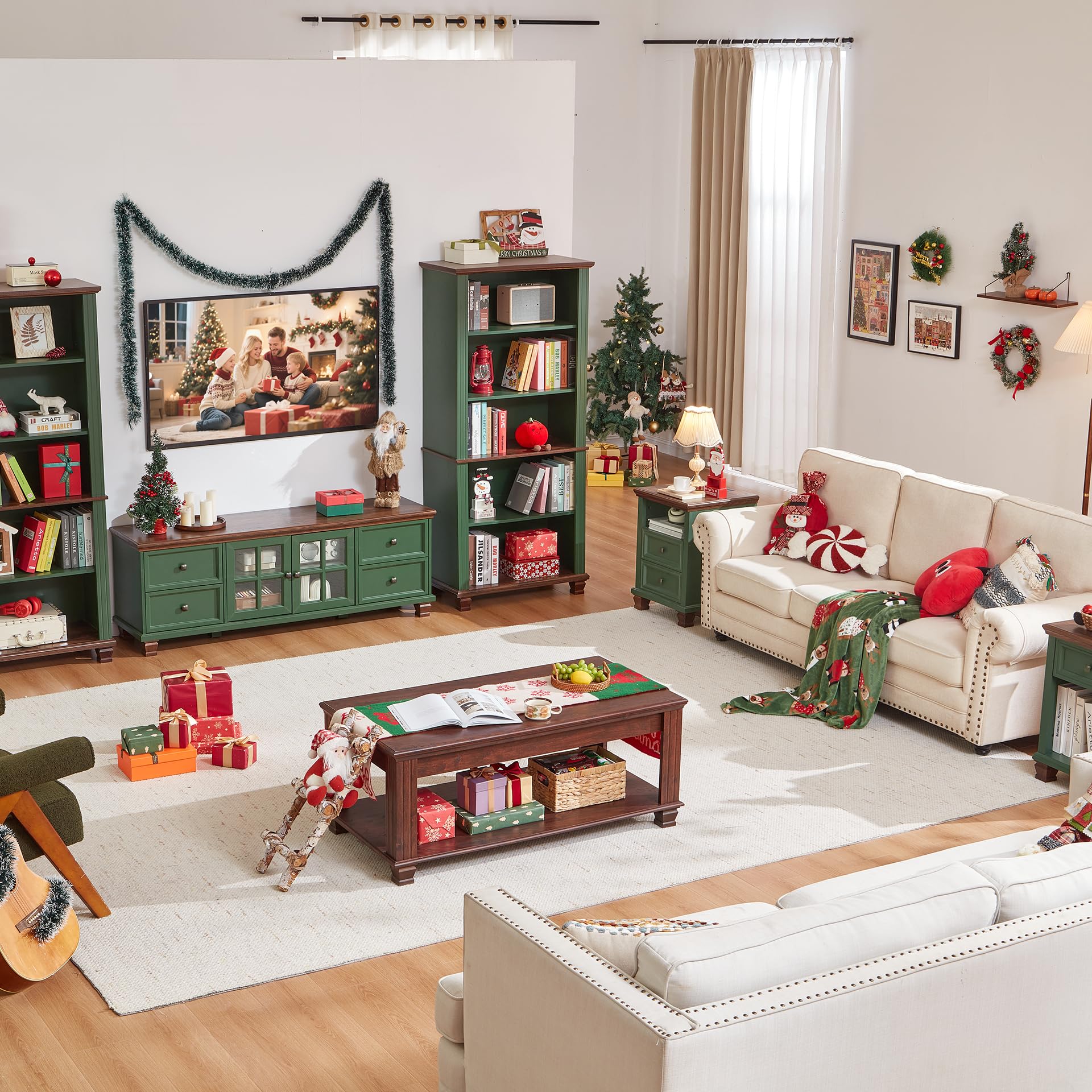 SAVOR LIFE Farmhouse TV Stands for Living Room, Green — product photo
