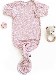 Baby Gown – Super Soft Knotted Gown with Bottom Tie and Hand Mittens – For Baby Boys and Girls, Infant, Newborn