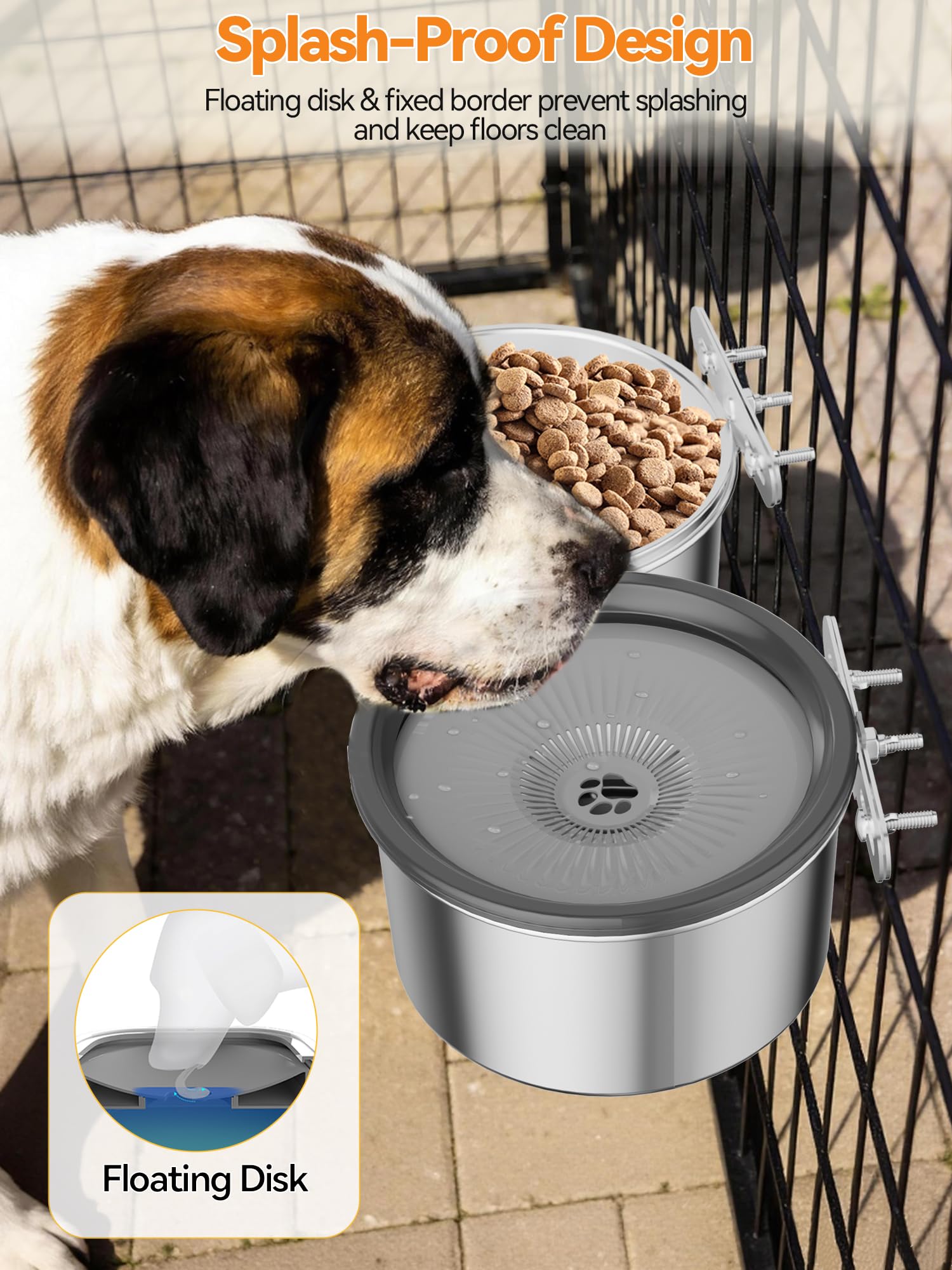Futternapf für Hundekäfige, 2,5 l, 2-teiliges Edelstahl-Schüssel-Set