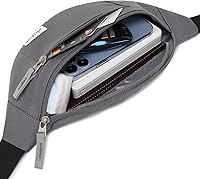 Vista 6 de Abshoo Riñonera cruzada para hombre para mujer, bolsa de viaje para senderismo, correr, riñonera, Gris