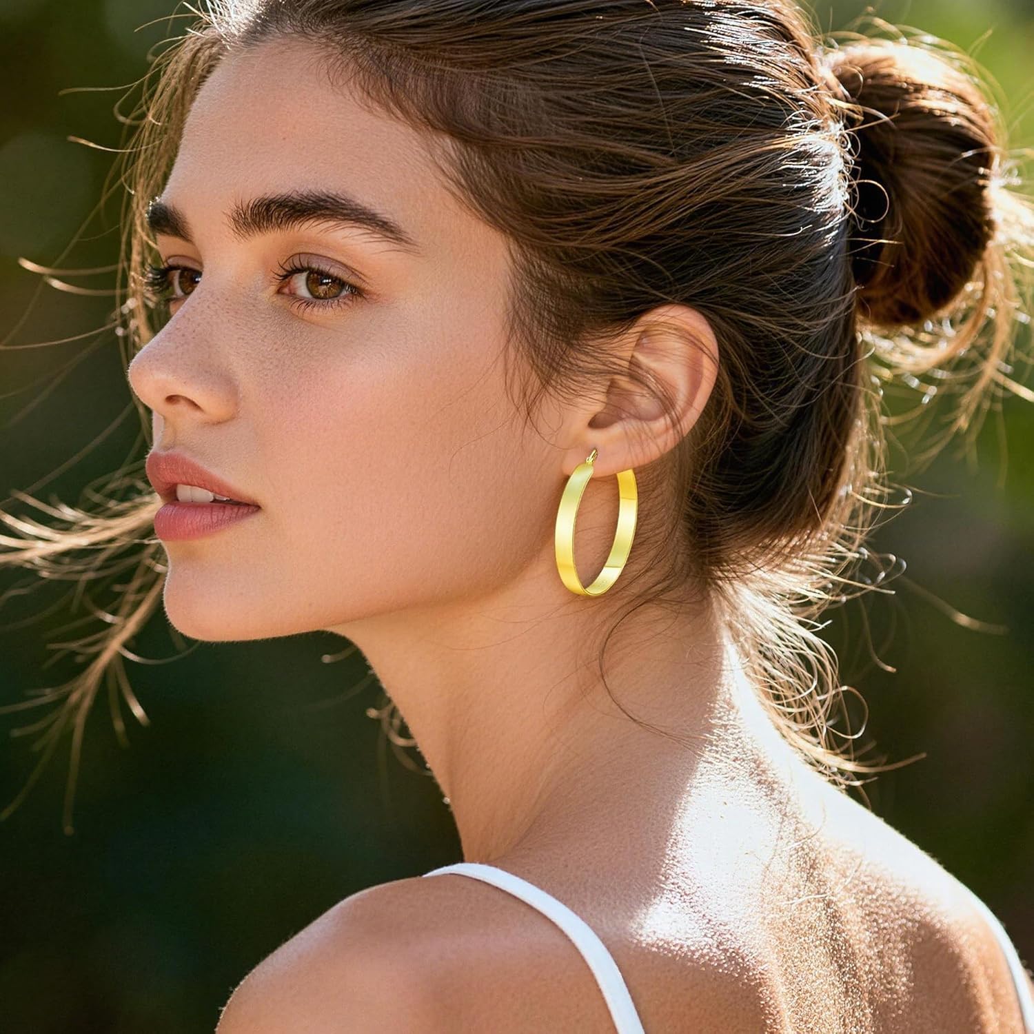 Large Hoop Earrings for Women Chunky Gold Hoops Silver Hoop Earrings Lightweight Big Oval Hoops Gold Plated Silver Plated Jewelry Gifts - Image 2