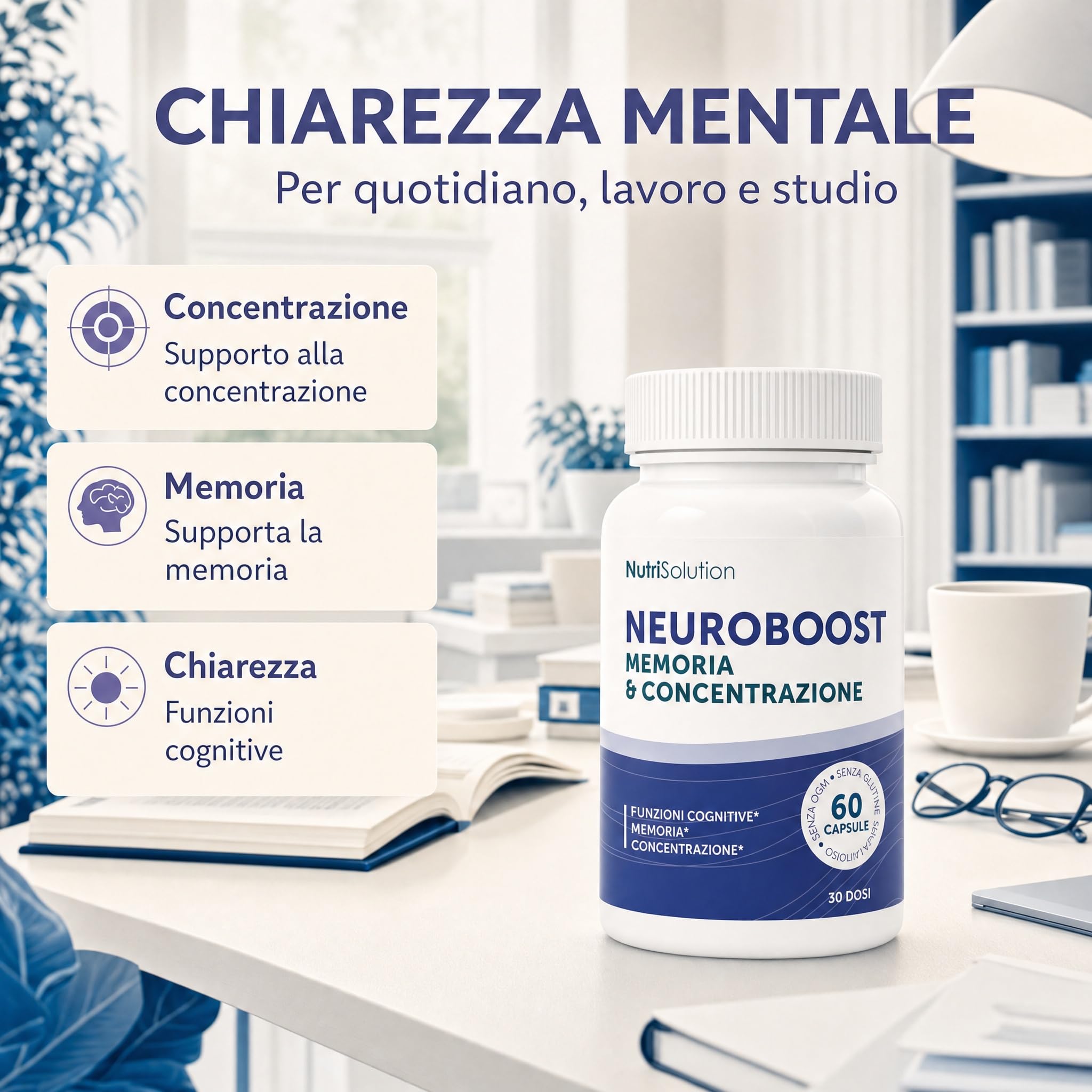NutriSolution Neuro Boost - 6 confezioni | Integratore alimentare | 360 capsule | Prodotto in Francia