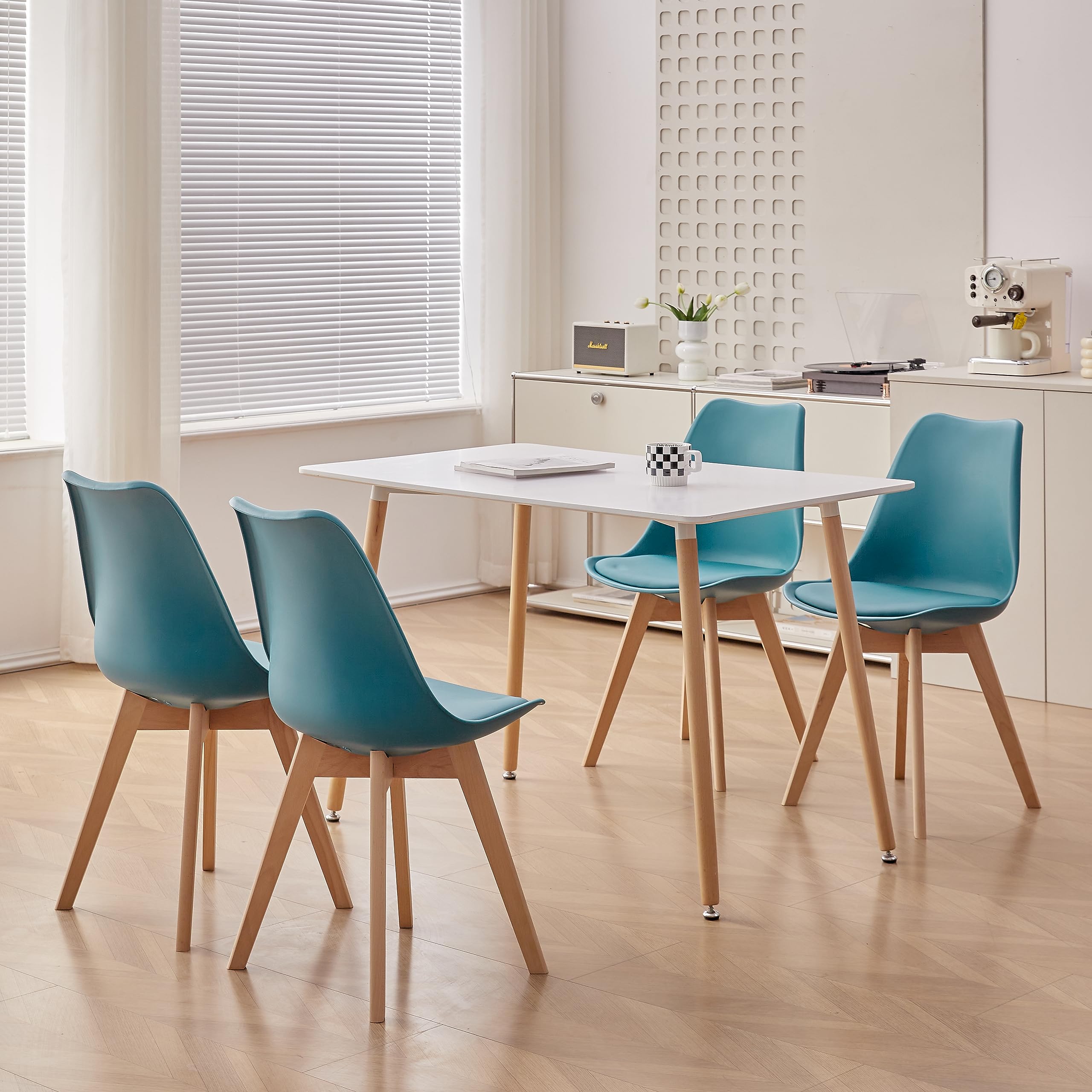 Lot De 6 Chaises Scandinaves En Hêtre - Assise Rembourrée Noir Pour Salle à Manger Ou Bureau
