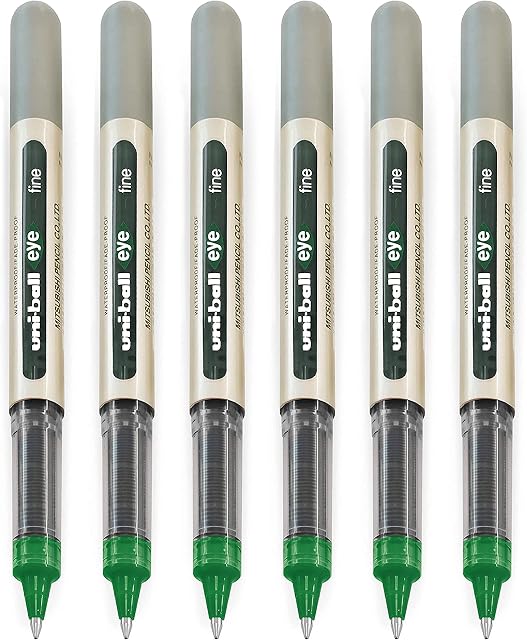 uni-ball EYE - UB-157 Rollerball Pens - 0.7mm Nib - Green - Pack of 6