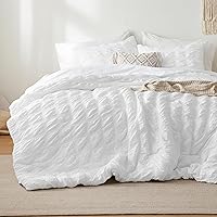 Vista 2 de Bedsure Bed in a Bag Full - 7 Pieces Plaid Seersucker Bedding Comforter Sets, Soft Lightweight White Boho Bed Set with Comforters Full Size, Sheets