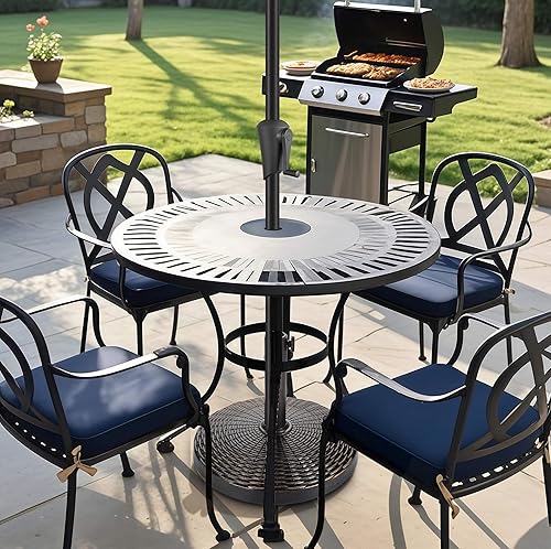 Miniatura 8 de FLAME&SHADE Base redonda de 26 libras para sombrilla de mesa de mercado de patio, para exteriores, bronce