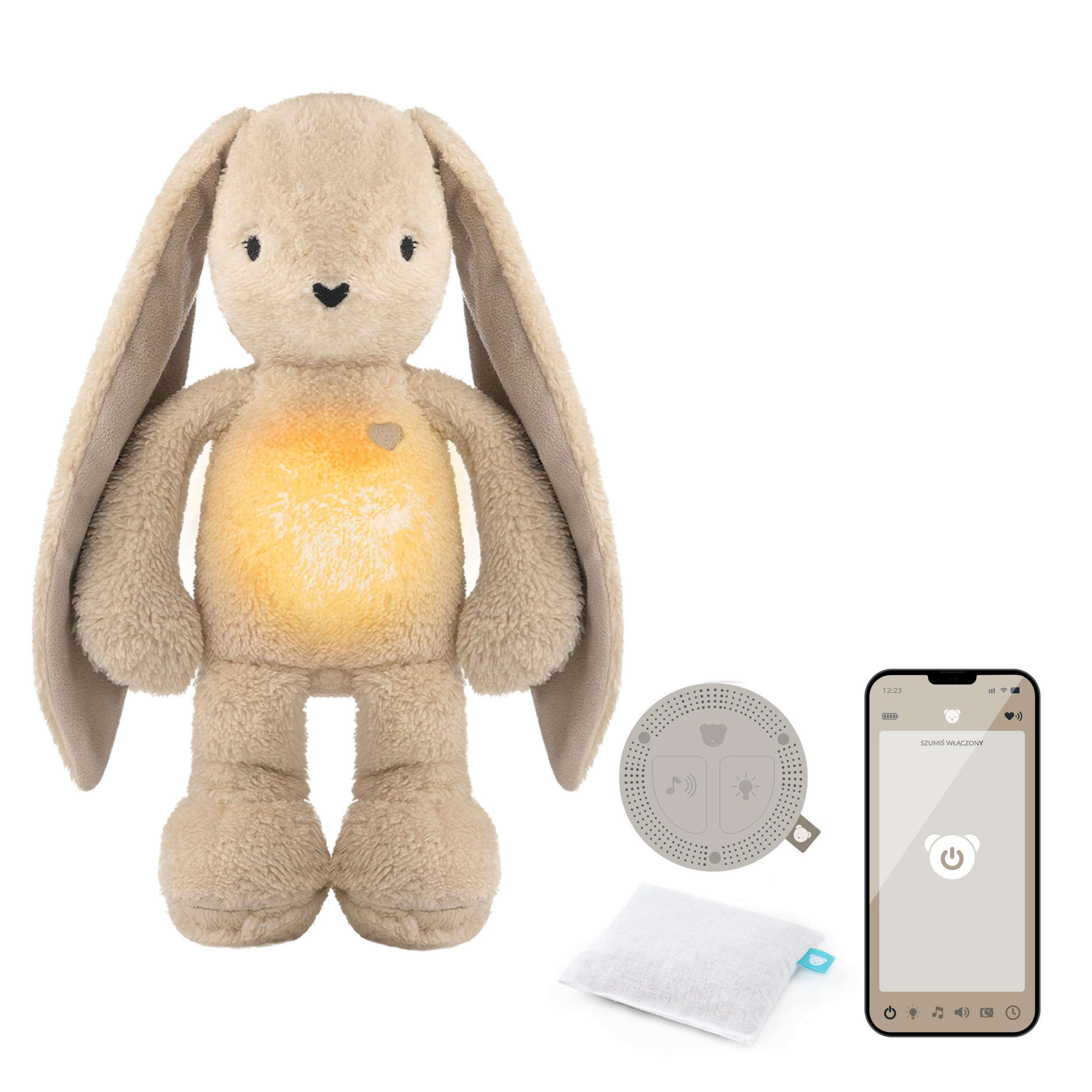 myHummy Ours endormi Bunny beige Duo avec application – Musique & aide au sommeil