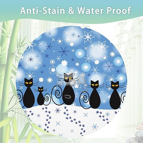 Miniatura 10 de UIUPRO Mantel redondo de mármol azul dorado de 60 pulgadas, mantel geométrico abstracto, impermeable, resistente a las manchas, a las arrugas,