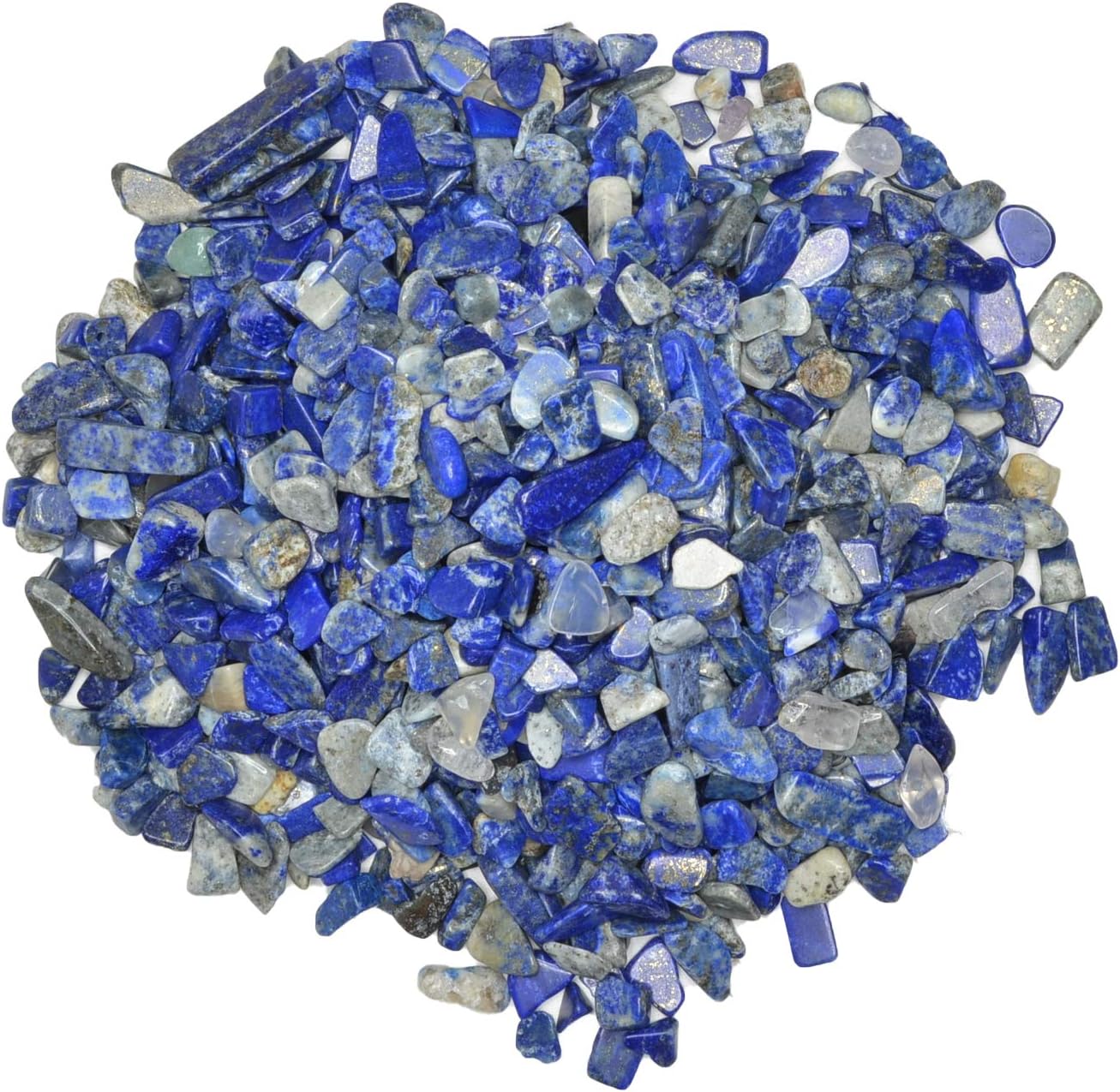 Hypnotic Gems: 3 lbs of Polished Lapis Lazuli Natural Rock Chips with Info Card - Tumbled Stones for Vases, Fountains, Art and Crafts, Jewelry Making, Crystal Healing and More!