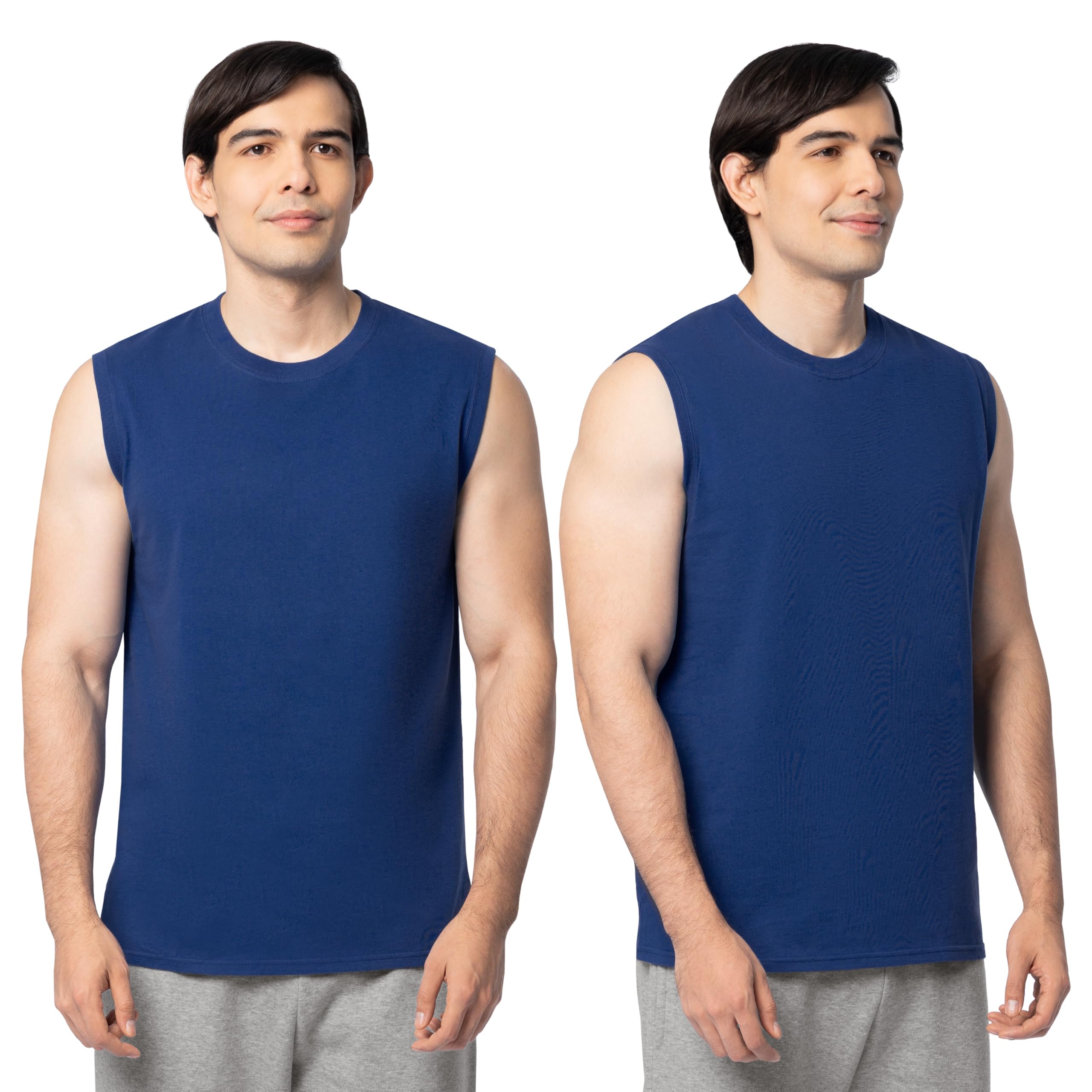 Fruit of The Loom Men's Eversoft Cotton Sleeveless T Shirts, Breathable & Moisture Wicking with Odor Control, Sizes S-4X