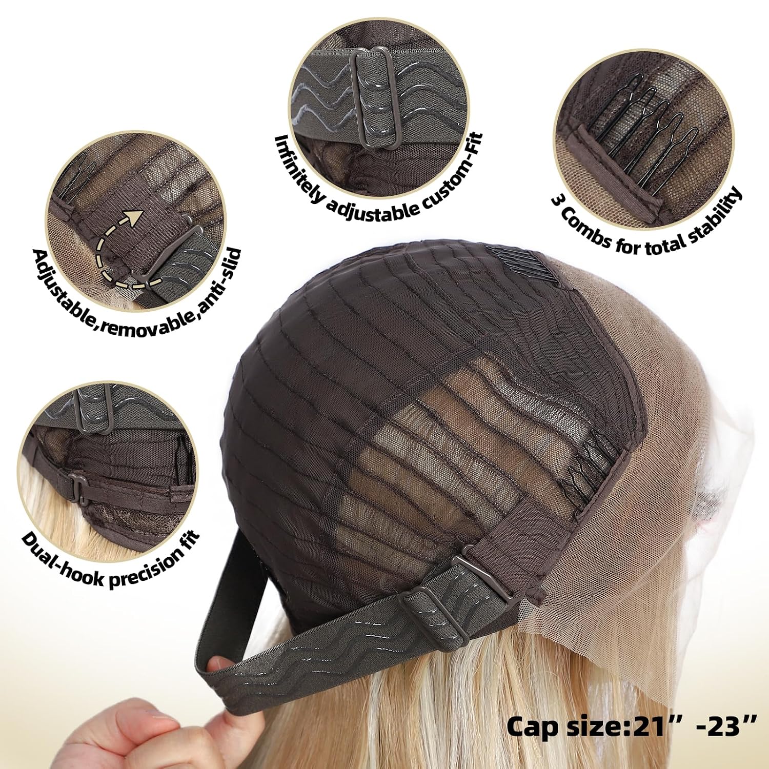 SAPPHIREWIGS Blonde Lace Front Wigs Blonde Pre Cut Layered Glueles 13x4 Synthetic Lace Front Wig Pre Plucked Hairline Highlight Blonde Wigs for Women Daily Party Uses 22 Inch
