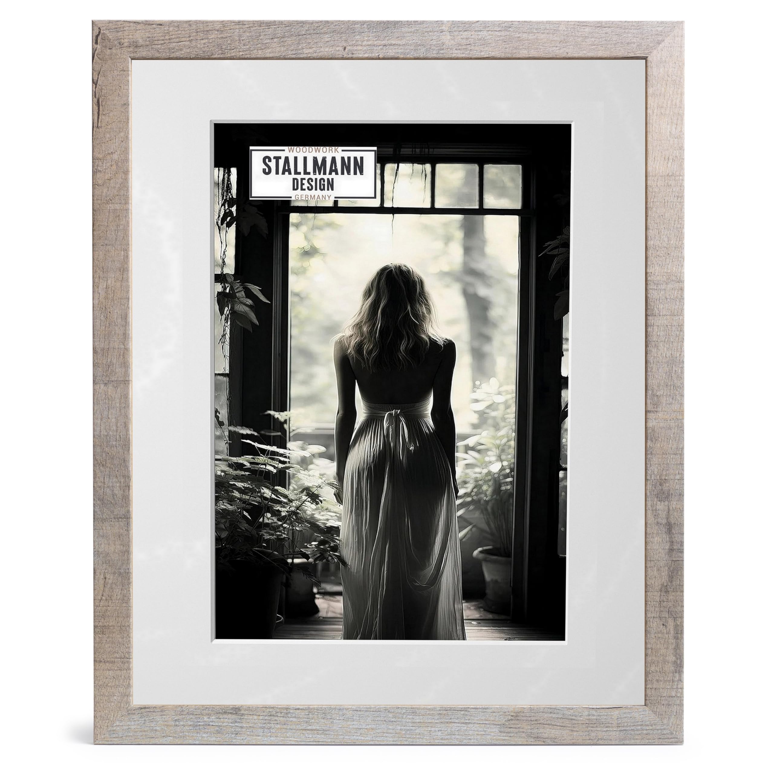 Cadre photo 40x50 cm chêne sauvage grand format avec passe-partout pour affiche 30x40