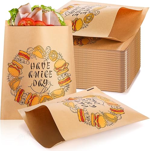 Nicunom Paquete de 500 bolsas de papel para sándwich bolsas reciclables de grado alimenticio bolsas de panadería bolsas resistentes a la grasa para