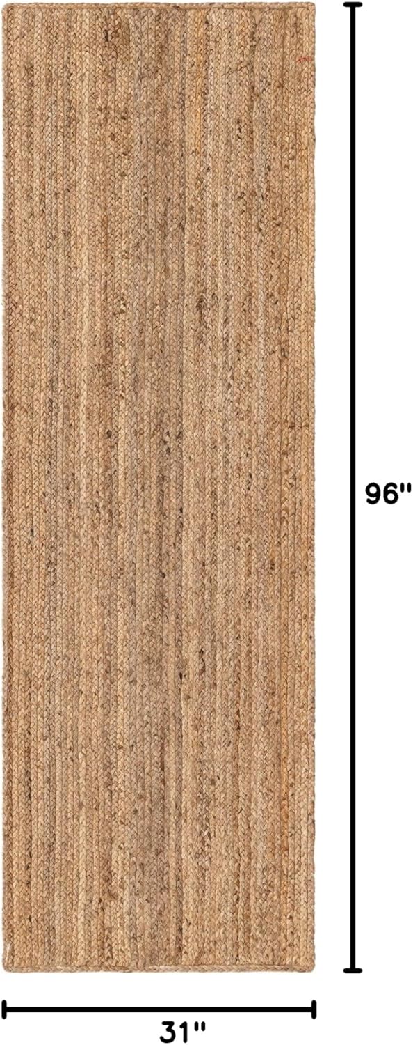 Unique Loom Braided Jute Collection Area Rug - Dhaka (2' 7" x 8' Runner, Natural)