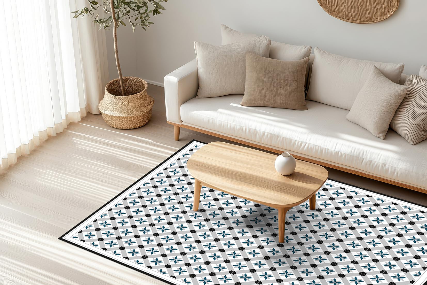 DobleUve Estudio Tapis Vinyle 23 | Noire | 80x200 cm | Cuisine, Salon Antidérapant Antifongique Ignifuge | Enfants, Bain PVC