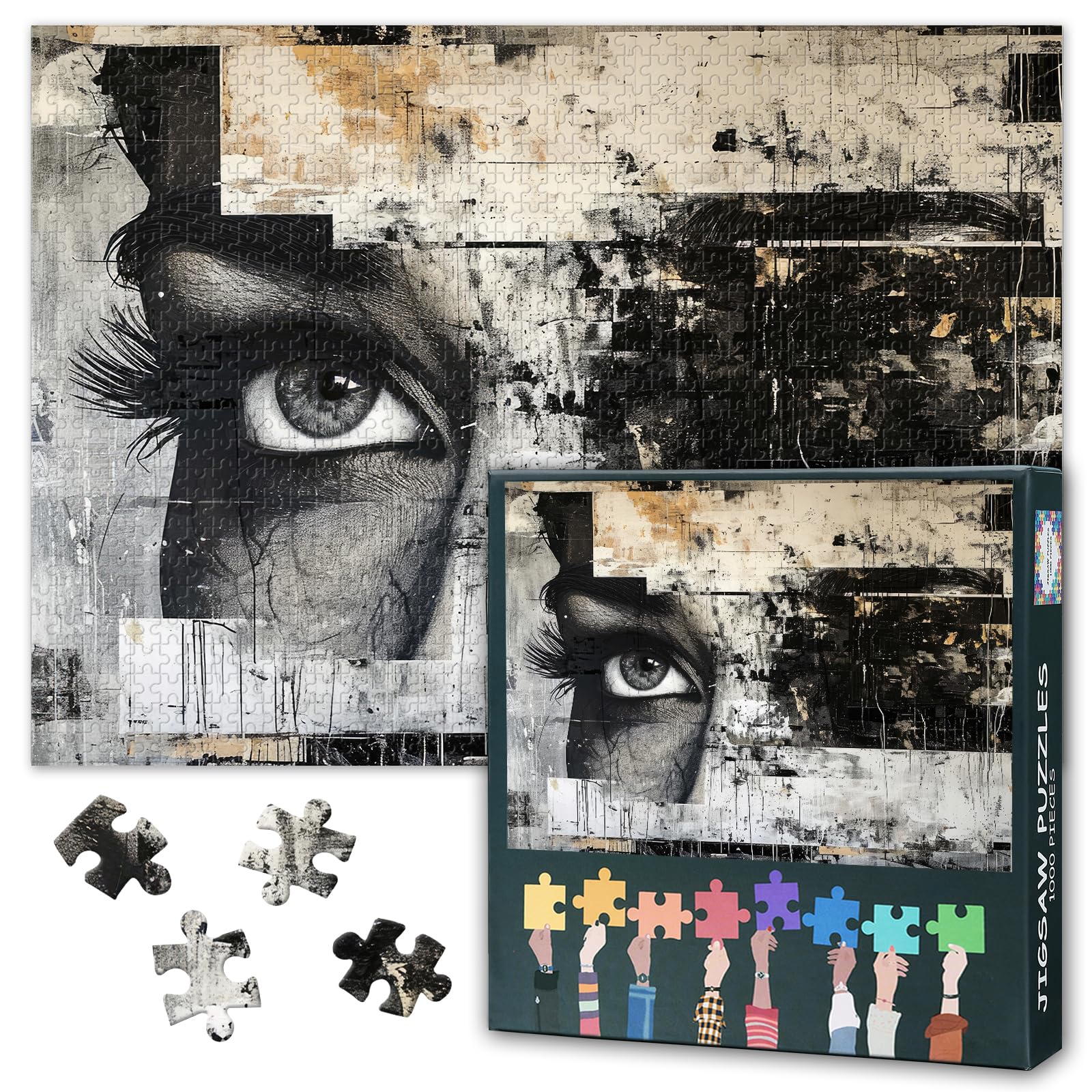 Eye Puzzles for Adults 1000 Pieces, Graffiti-Style Jigsaw Puzzles, Adult Puzzle for Adults, Educational Fun Games or Toys for Elders Friends 20X27 INCH