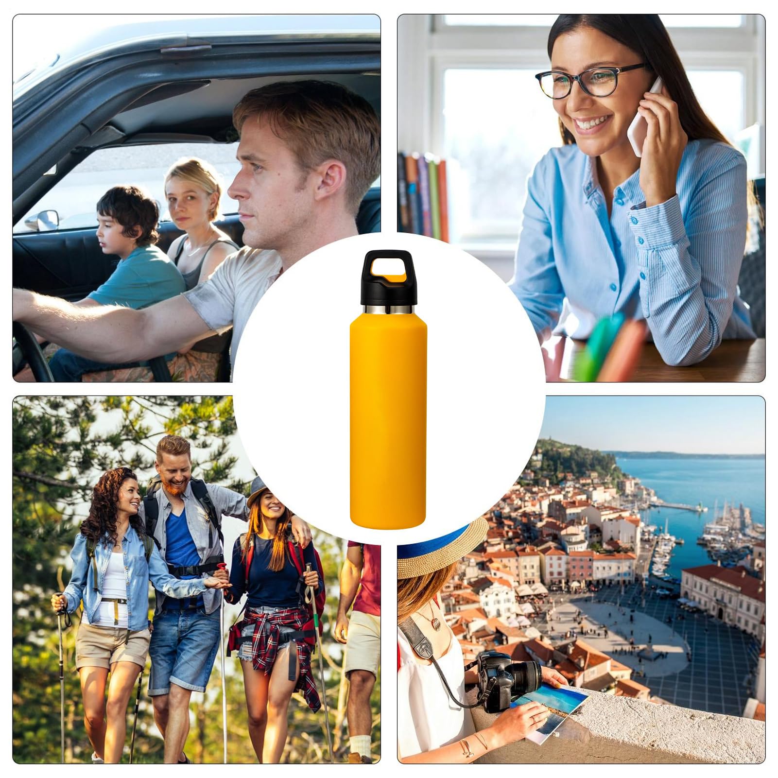 Borraccia in Metallo 600ml Acciaio Inossidabile con Apertura Facile | Borraccia Termica Isolata per Bevande per Sport Viaggio Ciclismo Escursionismo Ufficio Casa Palestra Tè Caffè Latte