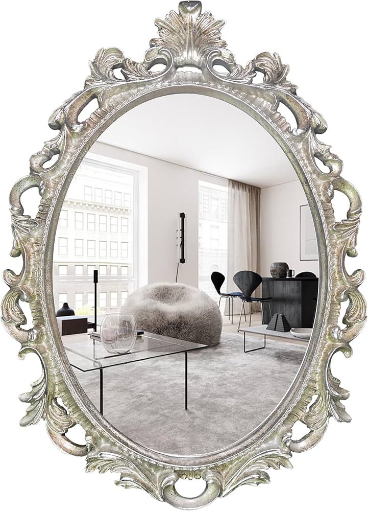 アンティーク　飾り　ミラー Amazon.com: Vintage Mirror for Wall, Gothic Oval Framed Mirrors