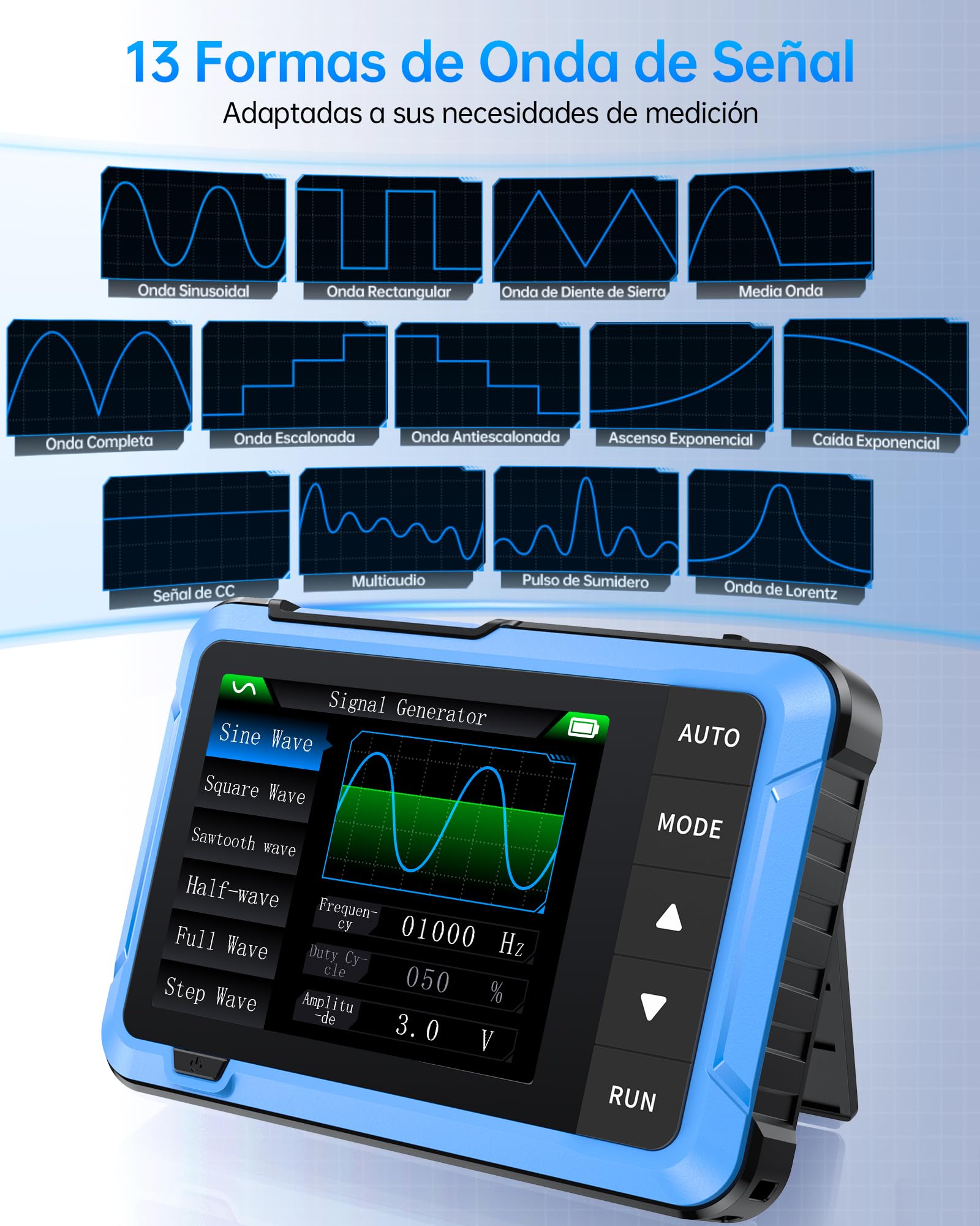 FNIRSI DSO-510 Osciloscopio Portátil/Generador de Señales DDS 2IN1, Osciloscopio Digital Automotriz TFT de 2,8’’, Ancho de Banda de 10MHz, Muestreo de 48MS/s, Disparo Auto/Normal/Único