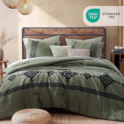 Miniatura 2 de MaiRêve Juego de Edredón Bordado, Juego de Ropa de Cama Boho Granja Occidental, Juego de Edredón para Todas las Estaciones Cama en una Bolsa con