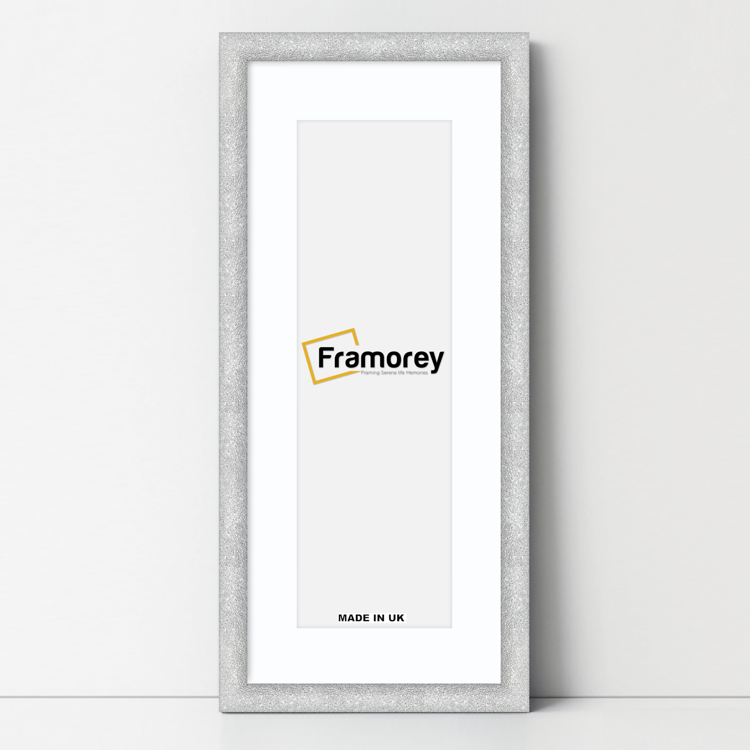 FRAMOREY Panoramic Style Glitter Sparkle Picture Frame, 26x13" Size Silver Photo Frame With 22x9" Size White Mount, Home Decor Frames