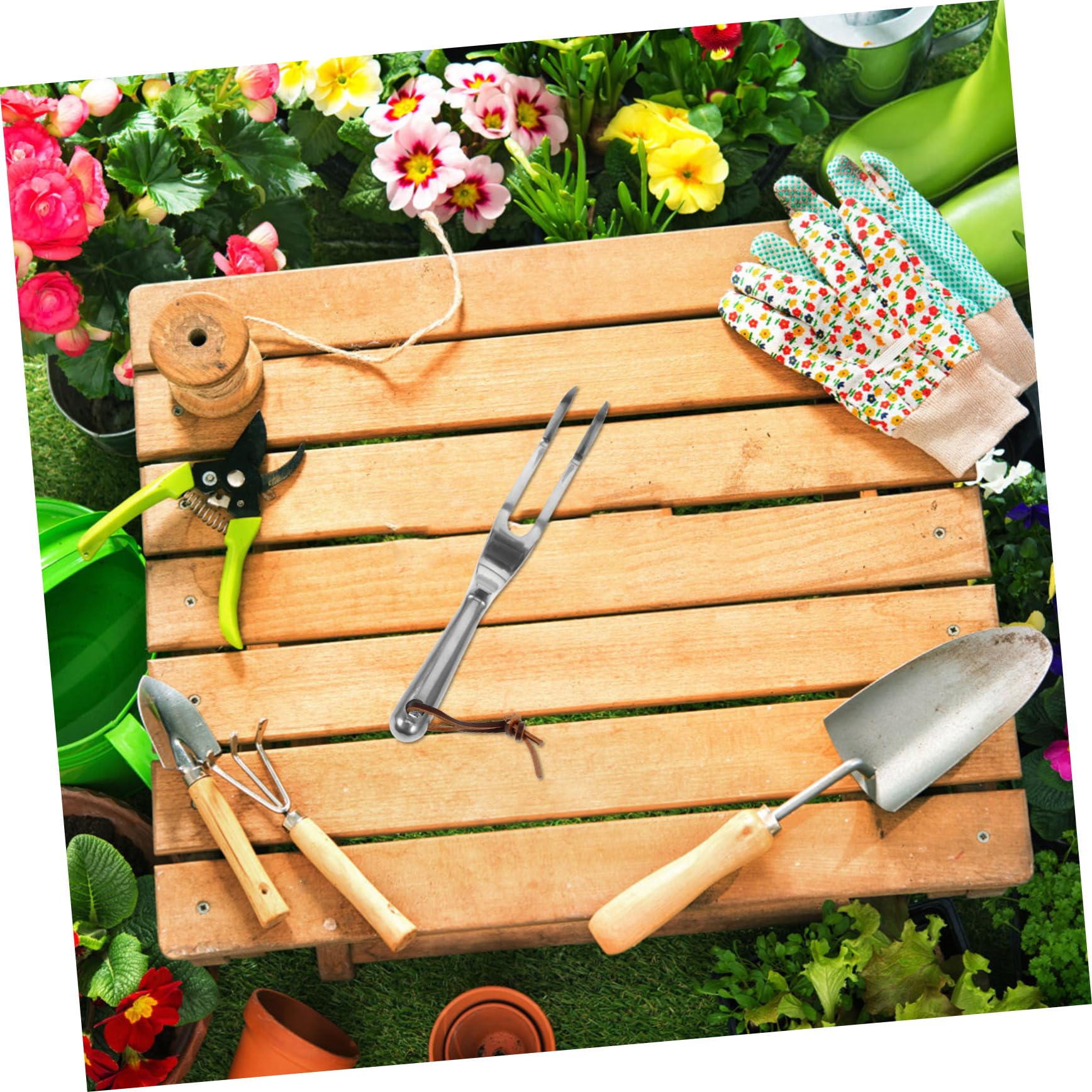 NUOBESTY 5 Teilige Rechen Für Rasen Gartenarbeit Hand Mini Picker Gartengeräte Heckenrechen Landschaftsbau Unkrautstecher Pflanzrechen Gartengrubber Kleiner Rechen Silber