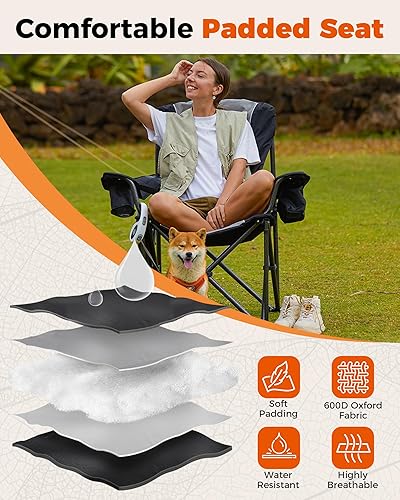 Miniatura 7 de KingCamp Silla plegable de gran tamaño, resistente 450 libras con mesa de campamento plegable, mesa de campamento enrollable de aluminio