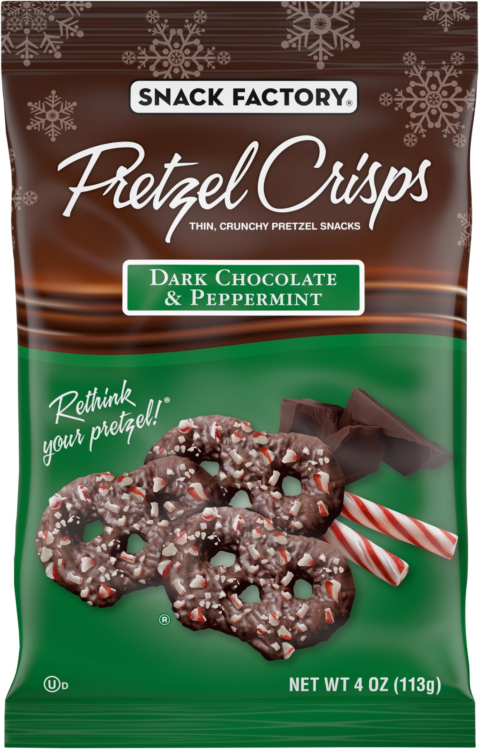 Pretzel Crisp, Dark Chocolate and Peppermint, 4 Oz
