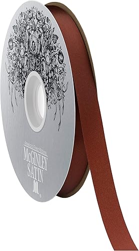 McGinley Mills - Cinta de satén de acetato de 916 pulgadas de ancho, marrón chocolate, carrete de 100 yardas